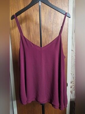 torrid Plum Burgundy Double Layer Chiffon V-Neck Spaghetti Strap Cami Size 00